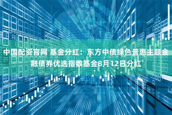 中国配资官网 基金分红：东方中债绿色普惠主题金融债券优选指数基金8月12日分红
